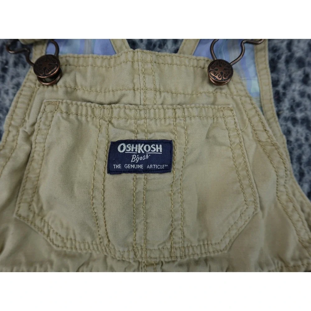 OshKosh B'gosh Overalls Toddler 2T Tan Khaki Cotton Vestbak Canvas Bibs